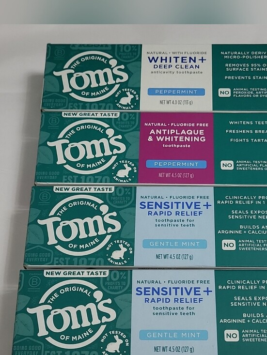 Toms Other - Tom's of Maine Toothpaste Lot Sensitive+ Rapid Relief Mint + Peppermint